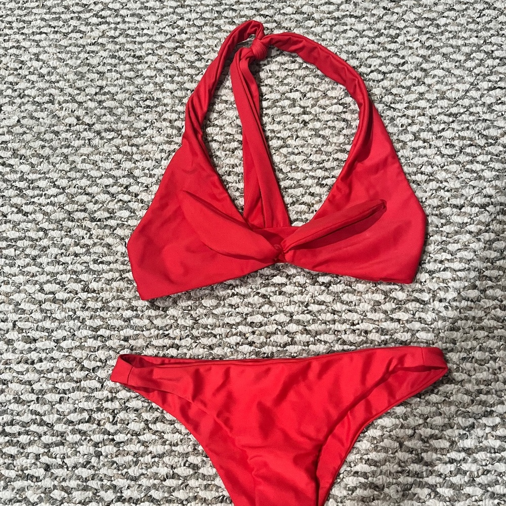Mikoh NWOT red bikini small top and XS bottom